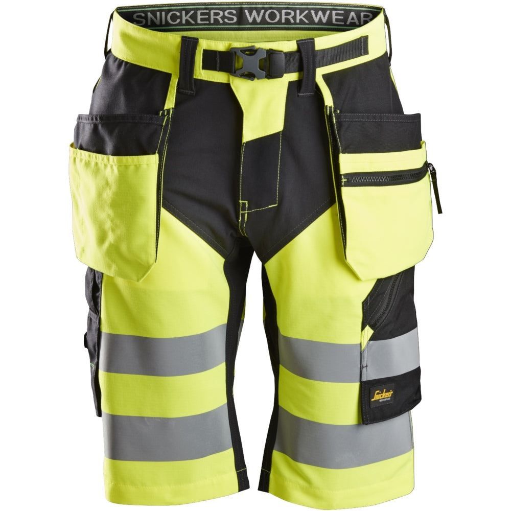 Snickers - FlexiWork, High-Vis Shorts+ Holster Pockets Class 1 - High vis yellow\\Black