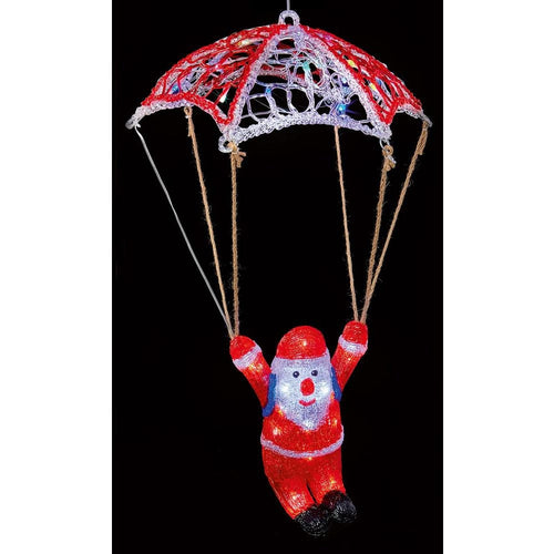 Premier - LED Acrylic Parachute Santa - 70cm - Red and White