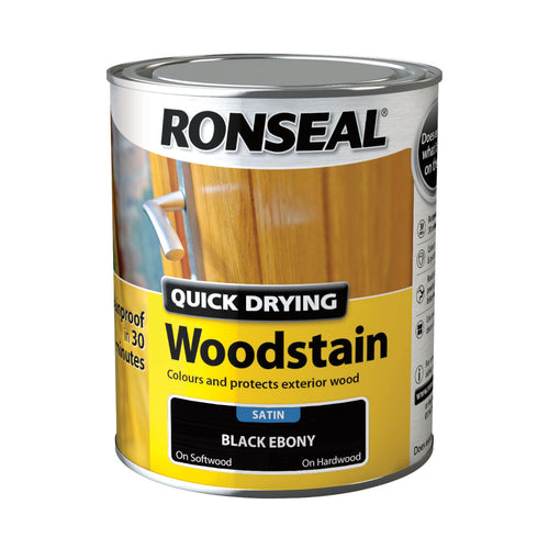 Ronseal Quick Drying Woodstain Black Ebony Satin 750ml