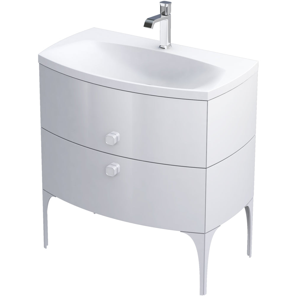 Regency 82cm 2 Drawer Vanity Unit - Gloss White
