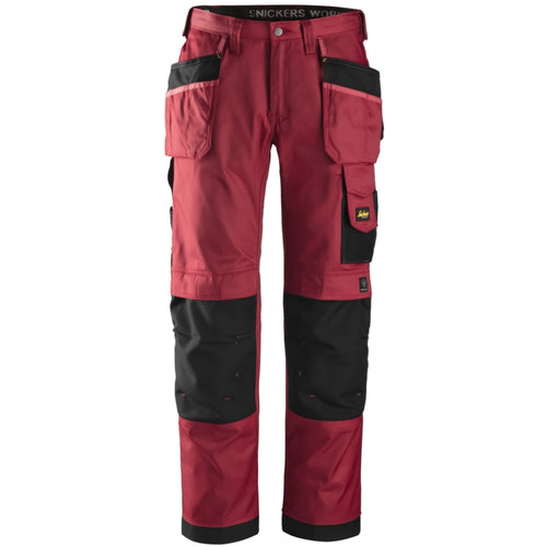 Snickers - Craftsmen Holster Pockets Trousers, DuraTwill - Chili red\\Black
