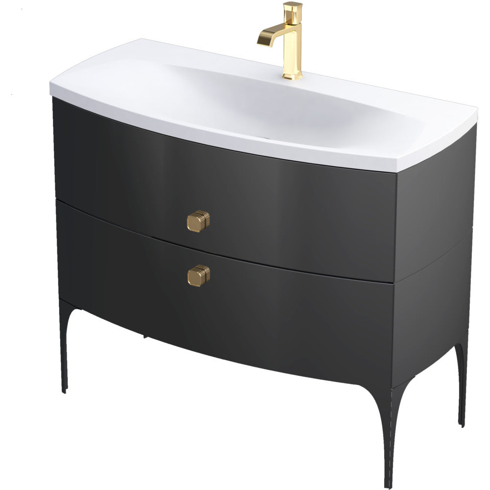 Regency 102cm 2 Drawer Vanity Unit - Black Gloss
