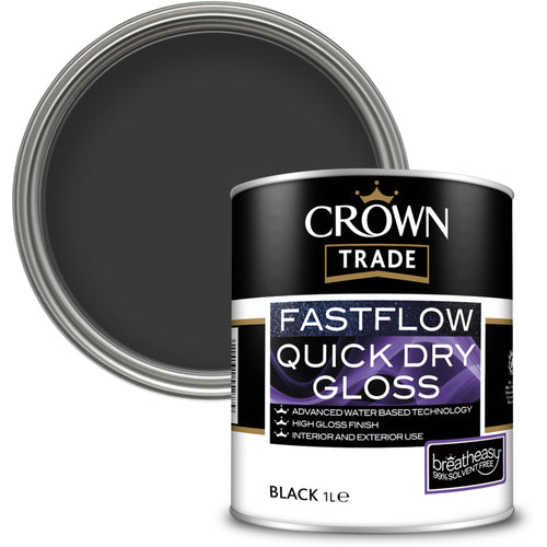 Crown Trade Fastflow Quick Dry Gloss Black 1L