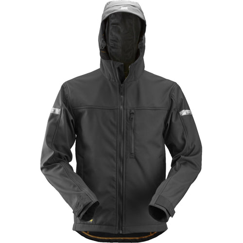 Snickers - AllroundWork, Soft Shell Jacket with Hood - Black\\Black