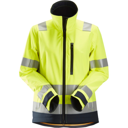 Snickers - AllroundWork, Women's High-Vis Softshell Jacket Class 2/3 - High Visibility Yellow - Navy