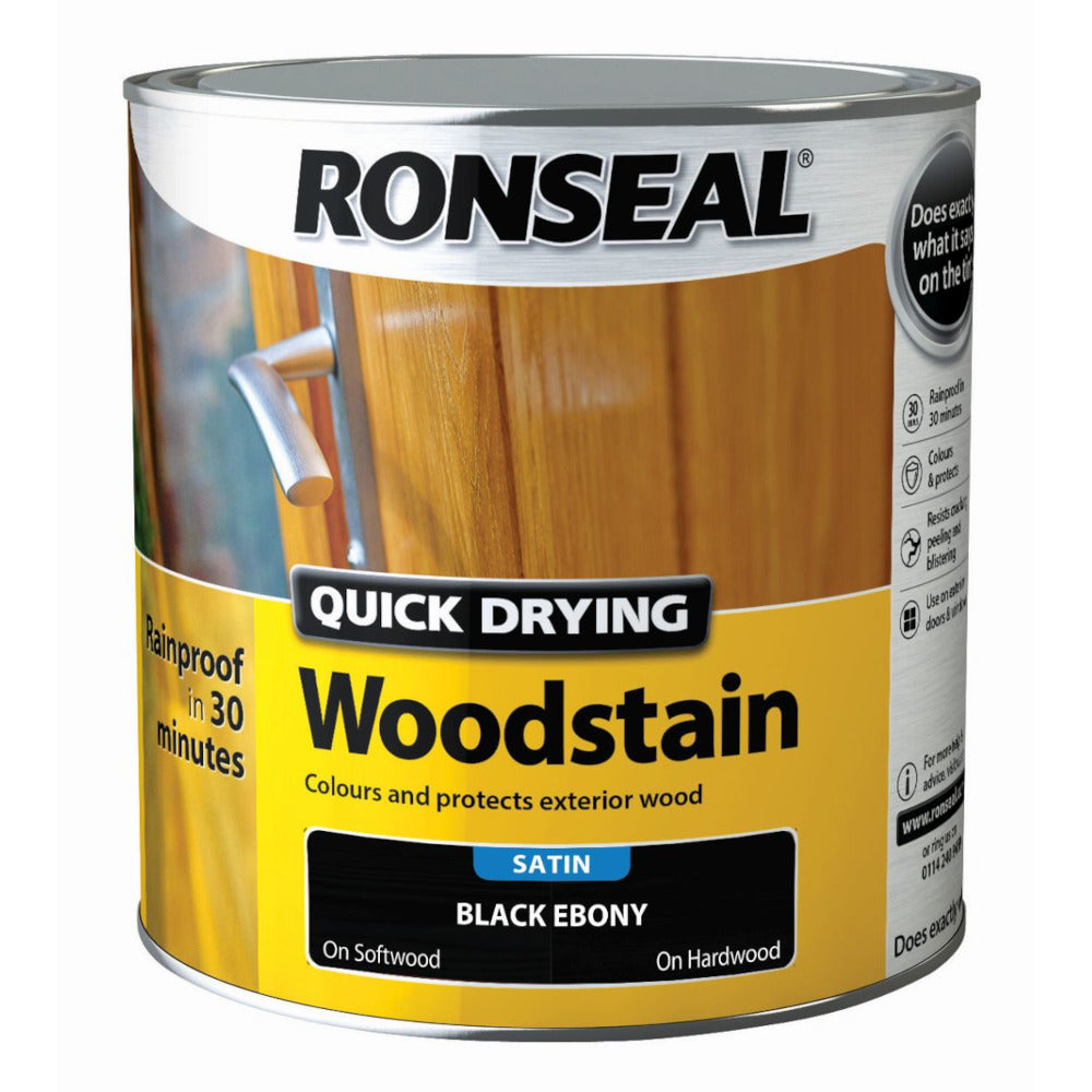Ronseal Quick Drying Woodstain Black Ebony Satin 2.5L