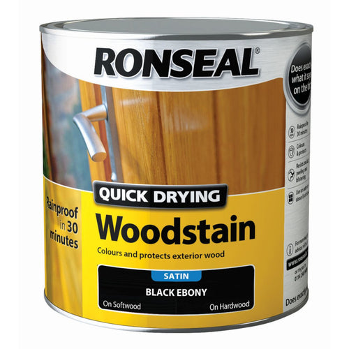 Ronseal Quick Drying Woodstain Black Ebony Satin 2.5L