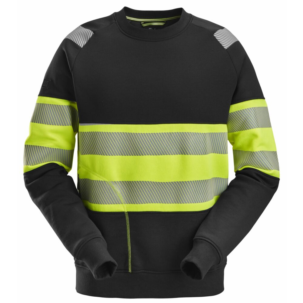 Snickers - High-Vis, Class 1 Sweatshirt - Black\\High Vis Yellow