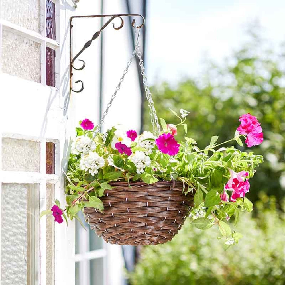 Smart Garden - 14in Hazel Faux Rattan Hanging Basket