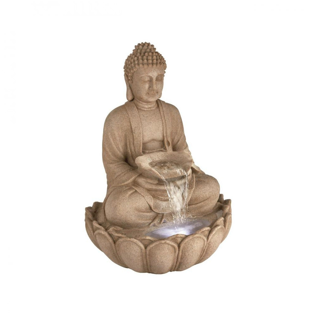 Premier - LED Buddha Water Feature - 112.5cm - Sandstone Effect