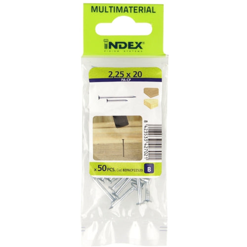 Index Prepack Steel Nails 2.25x20 Pack50