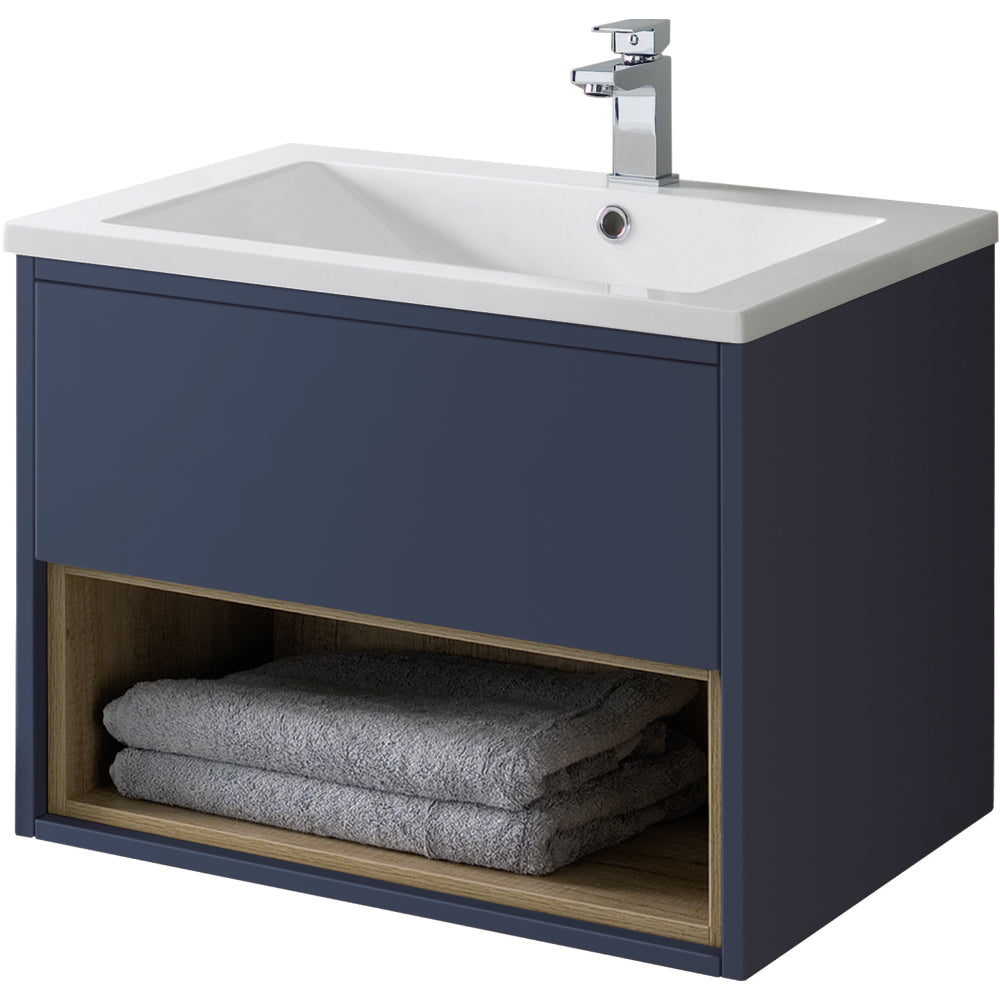 Lucca 600mm Wall Hung Unit Only - Matt Sapphire Blue