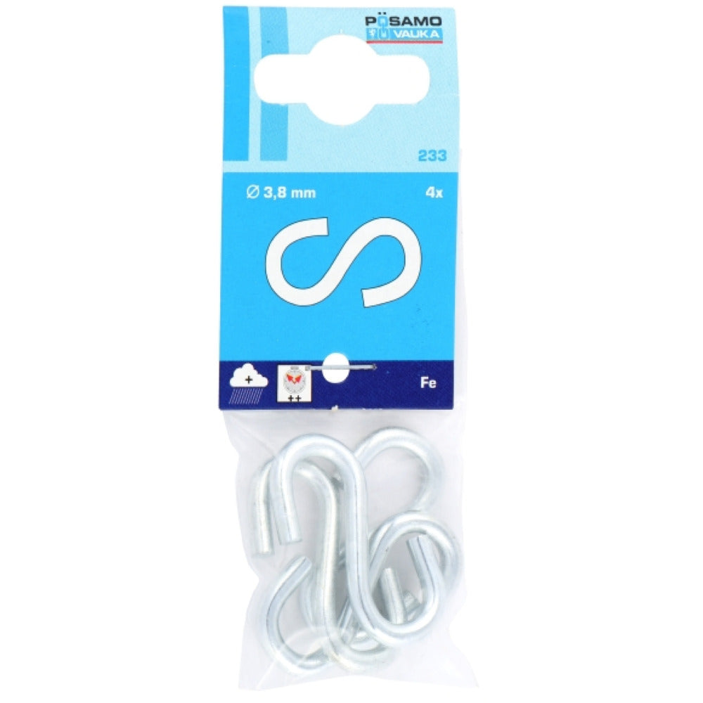 Posamo S Hook Emergency 4x40mm Zinc Plated Pack4