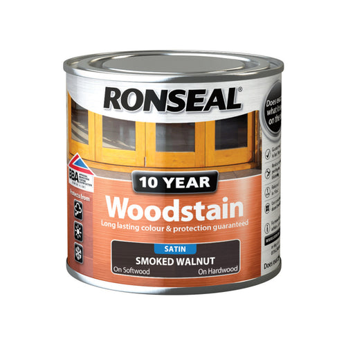 Ronseal 10 Year Woodstain Smoked Walnut Satin 250ml