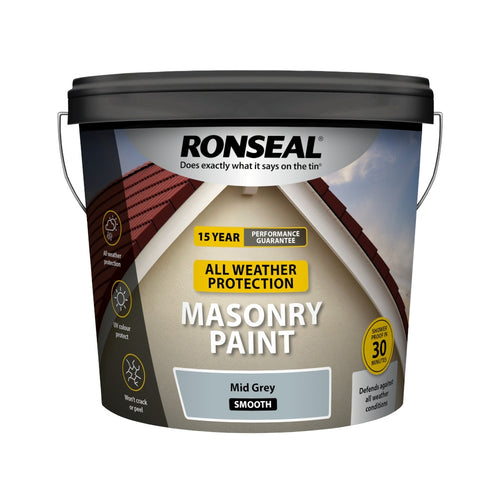 Ronseal All Weather Masonry Paint Mid Grey 10L