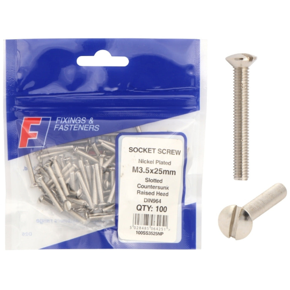 ForgeFix Prepack Socket Screw Nickel Plated 3.5x75mm (Bag100)