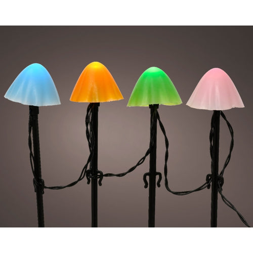 Lumineo Set of 20 Mini Mushroom Battery Stake Lights - Multi-Coloured