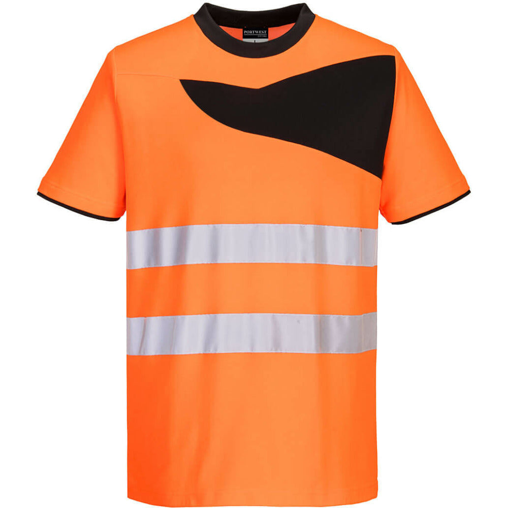 Portwest  - PW2 Hi-Vis T-Shirt S/S - Orange/Black