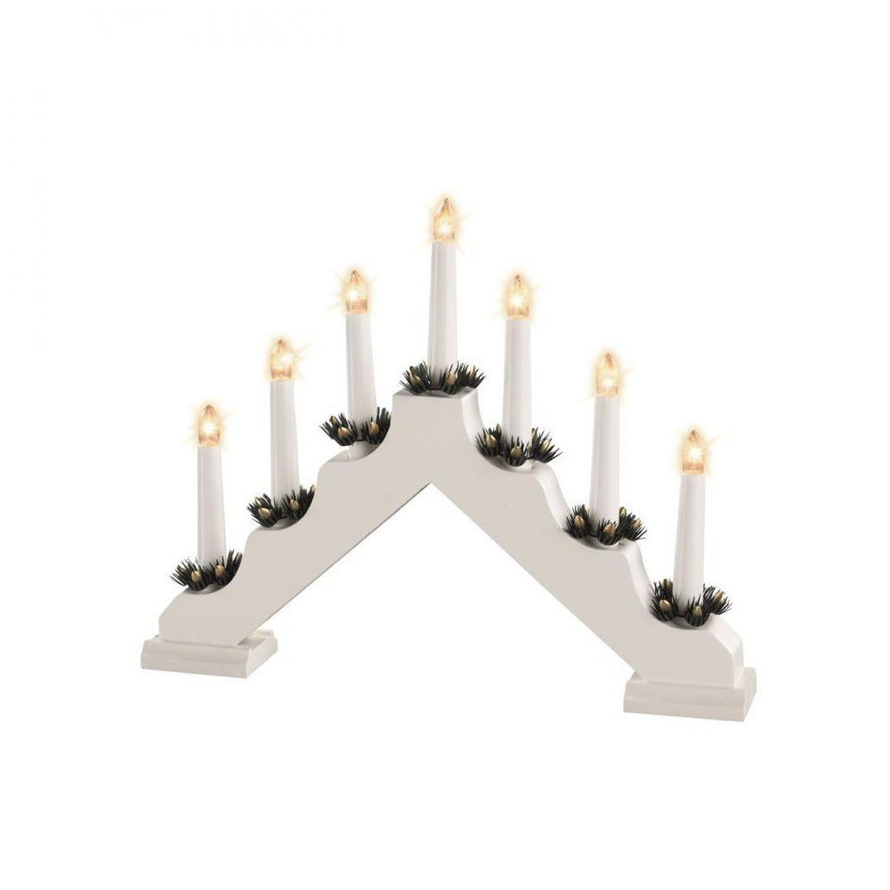 Lumineo - Traditional 7 Light Wooden Candlebridge - Natural