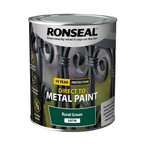 Ronseal Direct to Metal Paint Rural Green Satin 750ml