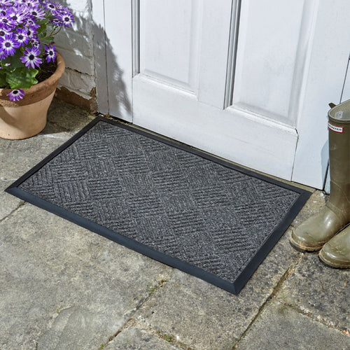 Outside In - Opti-Mat Anthracite Chequered - Rubber Backed 75x45cm