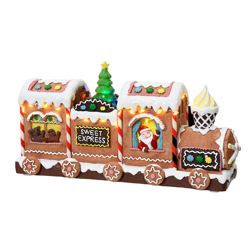 Battery Operated LED Lit Animated Gingerbread Train