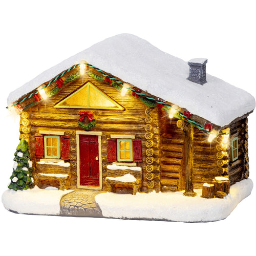 LED Winter Log Cabin with warm white lights