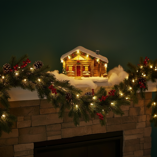 LED Winter Log Cabin with warm white lights