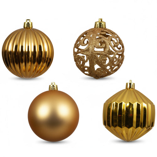 Light Gold Shatterproof Baubles - Pack of 16