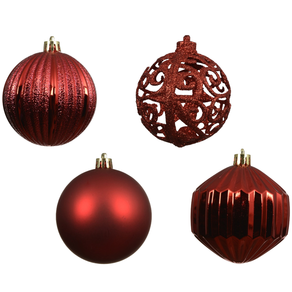 Christmas Red Shatterproof Baubles - Pack of 16