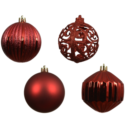 Christmas Red Shatterproof Baubles - Pack of 16