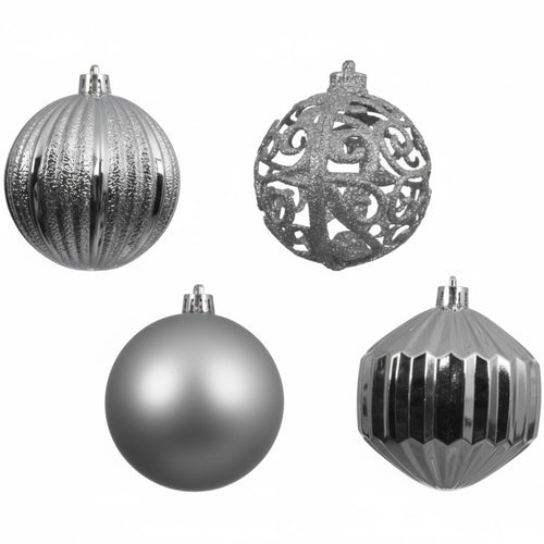 Silver Shatterproof Baubles - Pack of 16
