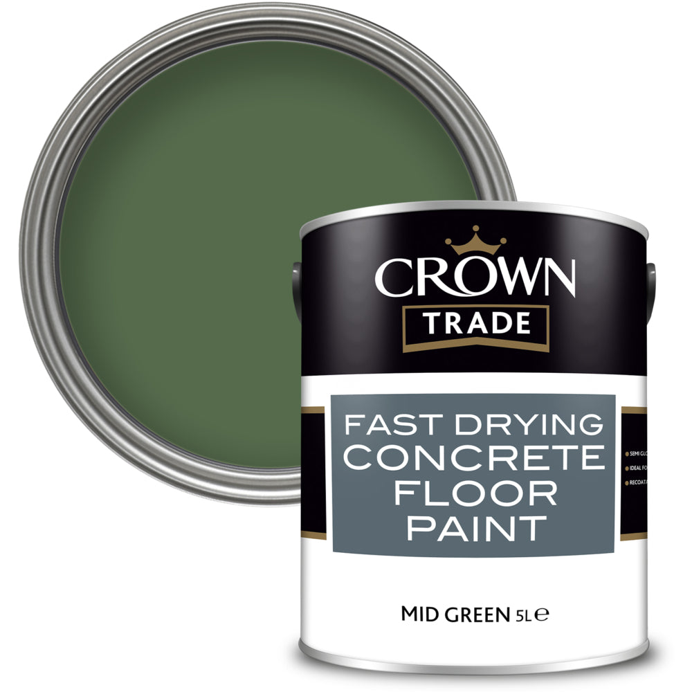 Crown Trade Fast Drying Concrete Floor Paint Mid Green 5L