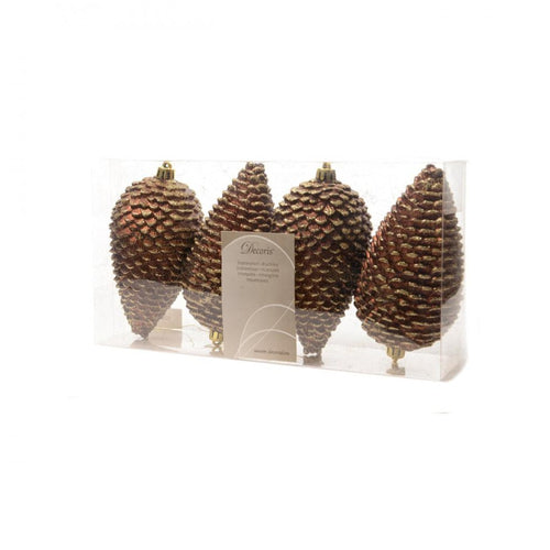 Decoris - Brown Shatterproof Glitter Pinecone  - 4pk