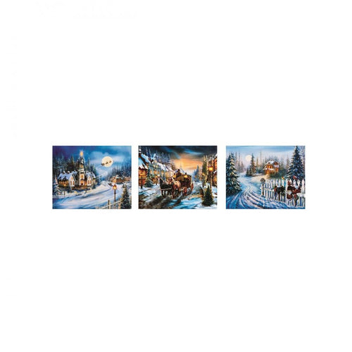 Premier Decorations - LED Christmas Canvas Picture - Assorted Christmas Scenes 50x40cm