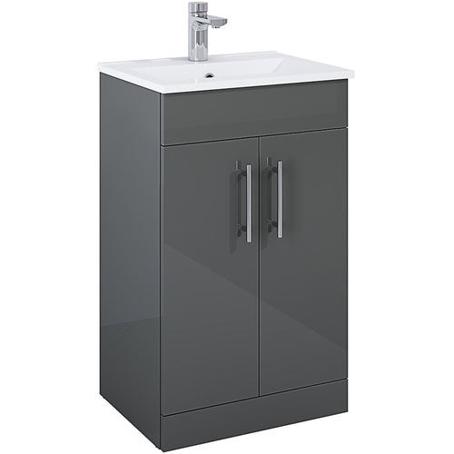 Floor Standing Vanity Unit & Washbasin Dark Grey - 50cm