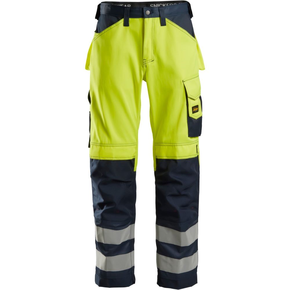 Snickers - High-Vis Trousers Class 2 - High Visibility Yellow - Navy