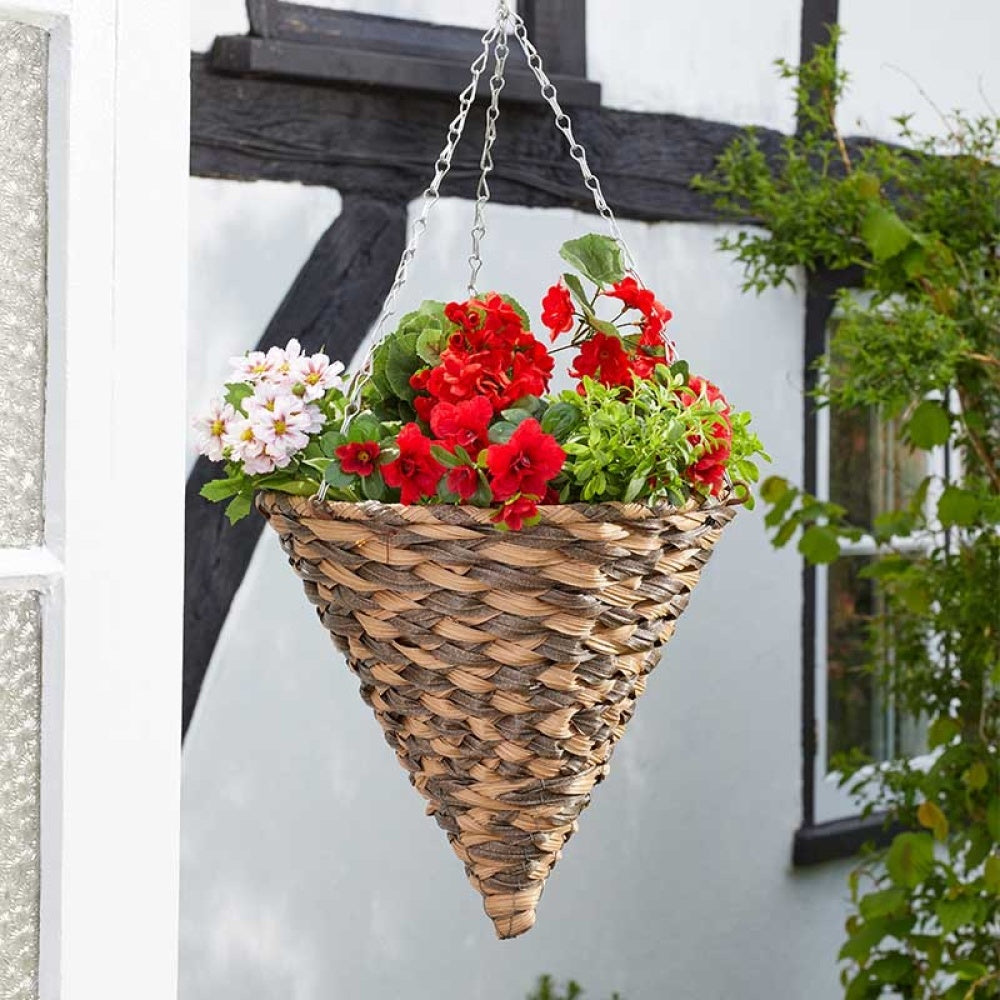 Smart Garden - 14in Faux Rattan Cone - Earth Braid