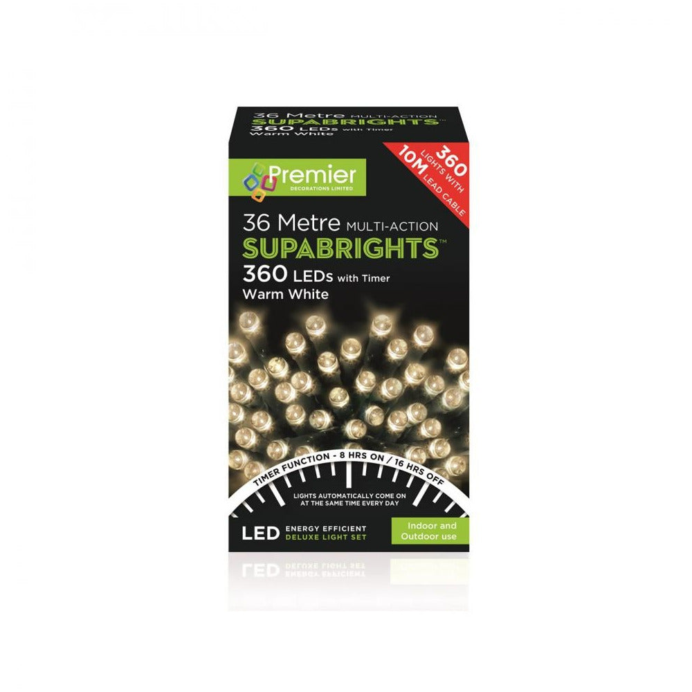 Premier Decorations - 360 LED Multi-Action Supabrights - Warm White