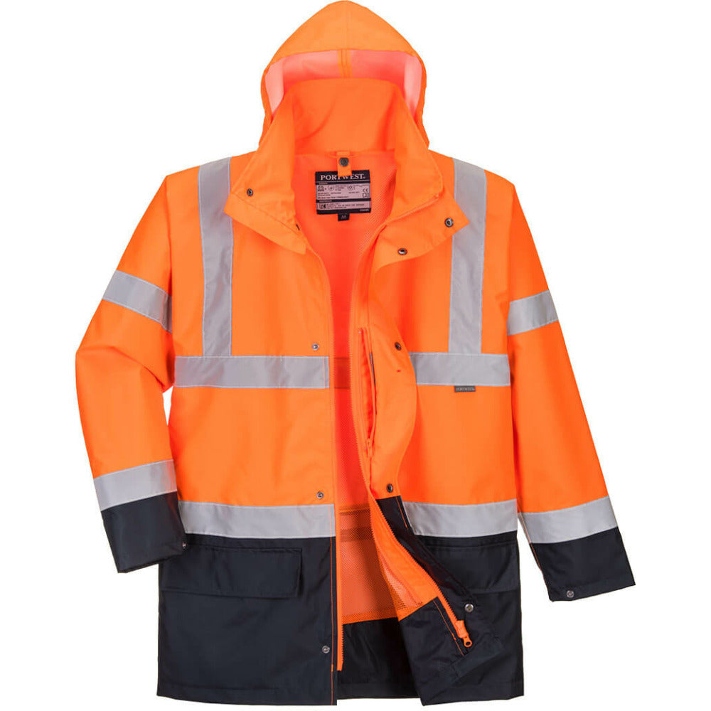 Portwest  - Essential 5-in-1 Two-Tone Jacket - Orange/Navy