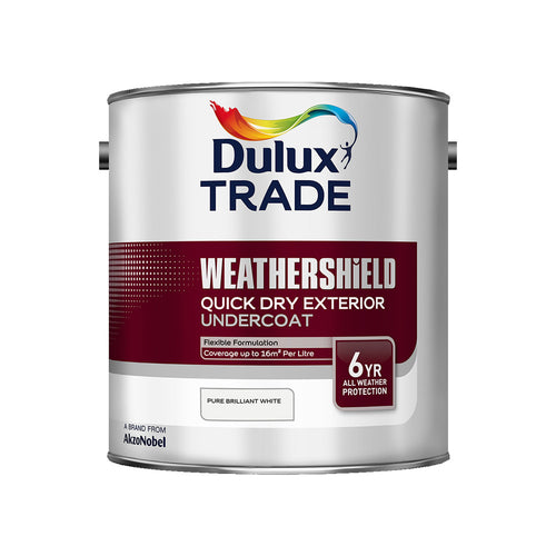 Dulux Trade Weathershield Quick Dry Exterior Undercoat Pure Brilliant White 2.5L