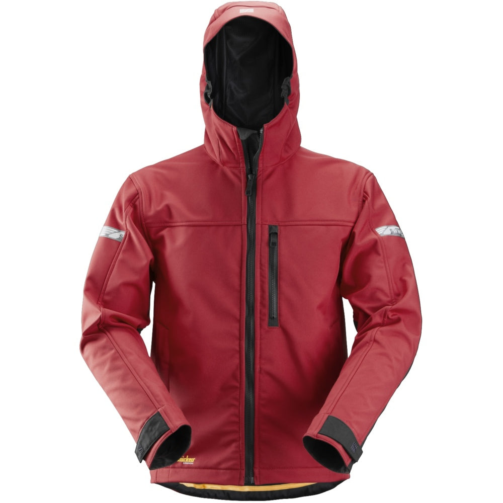 Snickers - AllroundWork, Soft Shell Jacket with Hood - Chili red\\Black