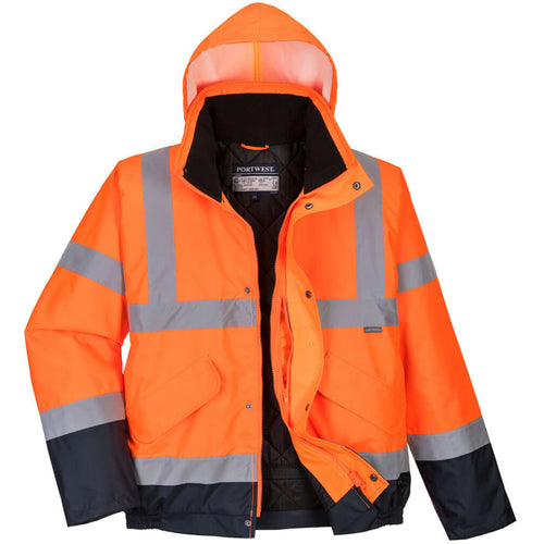 Portwest  - Hi-Vis Two Tone Bomber Jacket - Orange/Navy