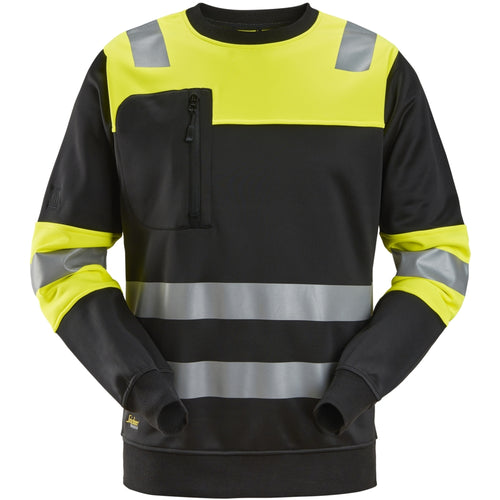 Snickers - High-Vis, Class 1 Sweatshirt - Black\\High Vis Yellow