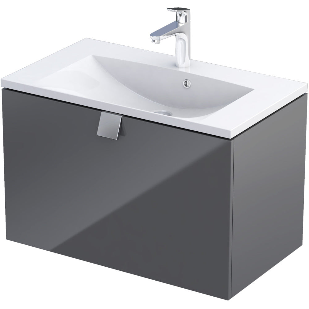 Bora 80cm 1 Drawer Vanity Unit - Gloss Graphite