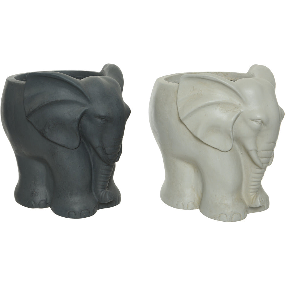 Fibre Clay Elephant Planter - 2 Assorted - 35cm