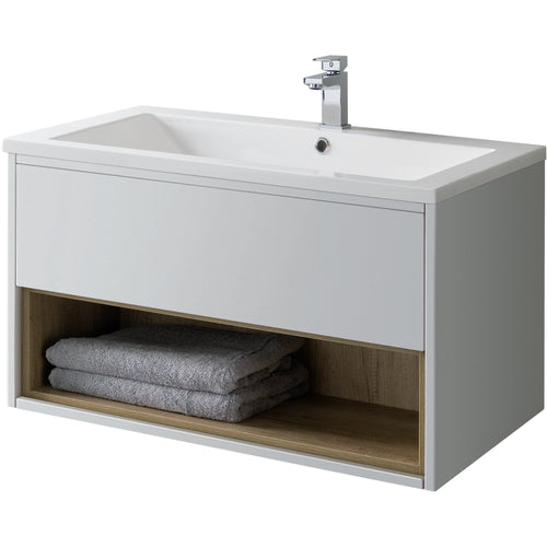 Lucca 800mm Wall Hung Unit Only - Dove Grey