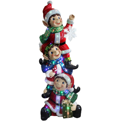 Stacking Elves Holding Snowflake - 59in