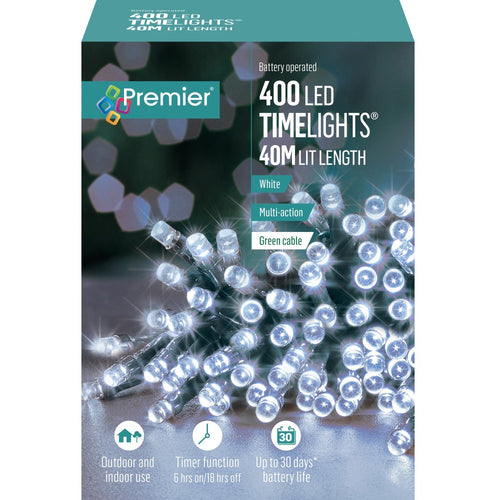 Premier - 400 LED Battery Operated Timelights - White