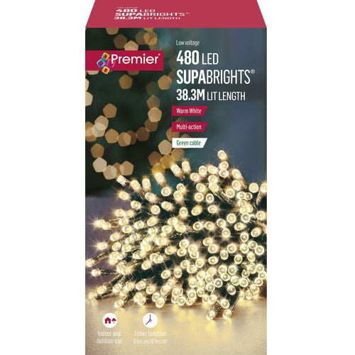 Premier - 480 LED Multi-Action Supabrights with Timer - Warm White